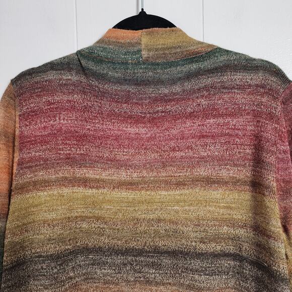 Vintage White Stag Boho Layered Open Cardigan Duster Ombre Knit Autumn Large - Picture 7 of 7